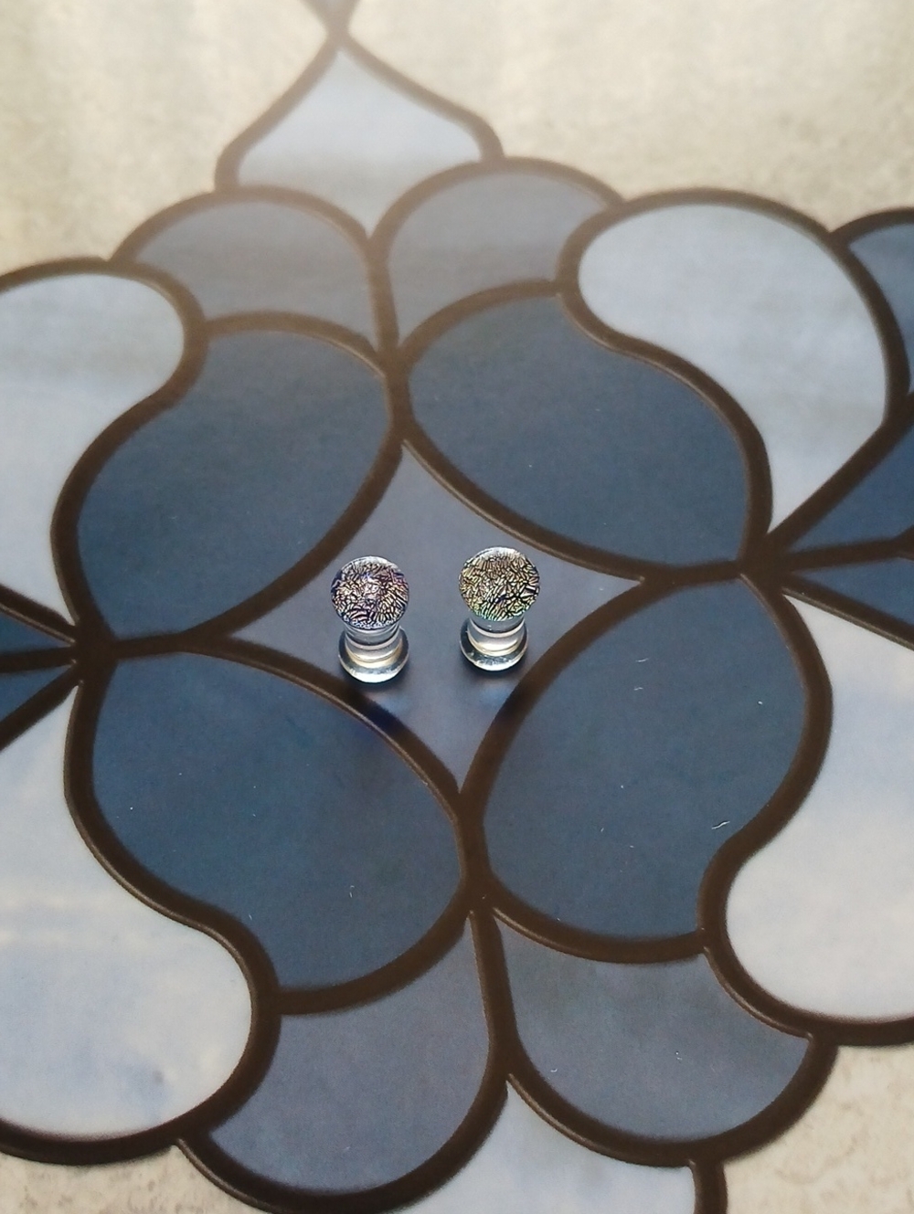 6/8g Pink Double Flare Glass Plugs Earrings